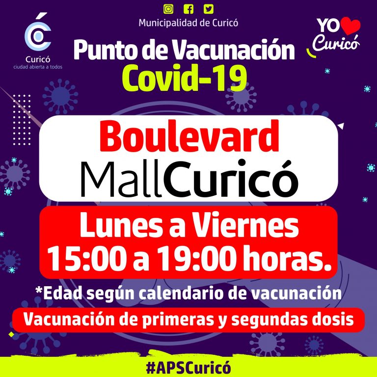Covid-19: Salud Municipal tendrá punto de vacunación en Mall Curicó
