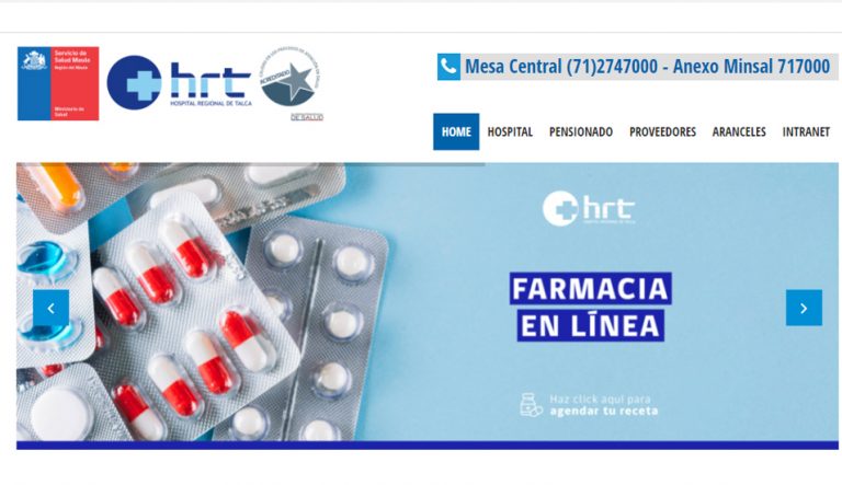 Hospital de Talca recomienda entrar a Farmacia  en línea para programar retiro de medicamentos