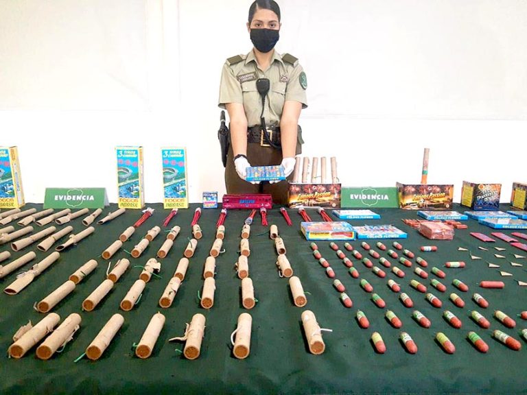 Un detenido e incautación de fuegos artificiales en villa Los Paltos de Talca
