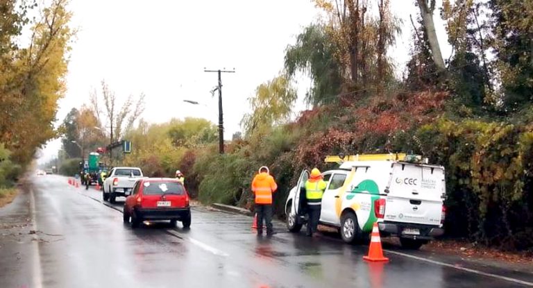 Sistema frontal ha provocado cortes de energía eléctrica y accidentes de tránsito