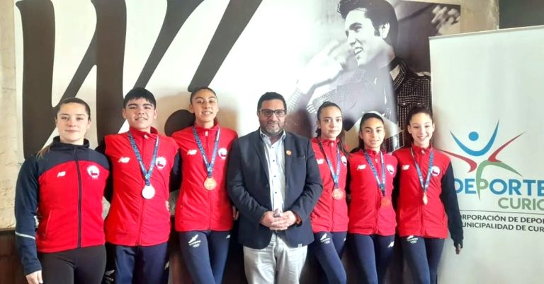 Grata bienvenida brindaron a gimnastas curicanas