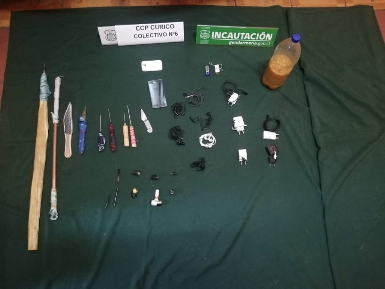 Nuevo allanamiento en la cárcel de Curicó permitió decomisar más de 50 armas blancas de fabricación artesanal