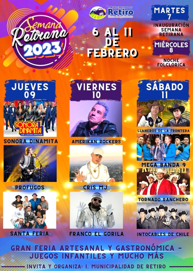 Anuncian destacados artistas para “Semana Retirana”