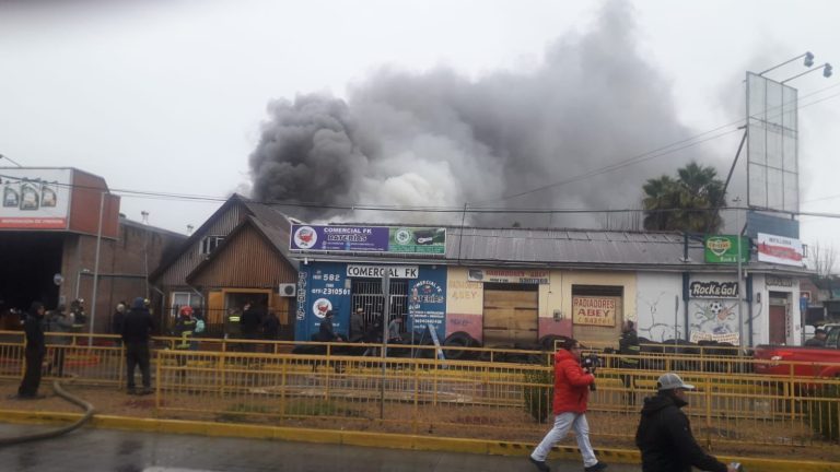 Incendio en acopio de neumáticos generó columna de humo visible en casi todo Curicó