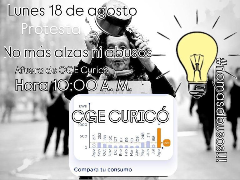 Curicanos organizan marcha para reclamar por alza en cuentas de la luz