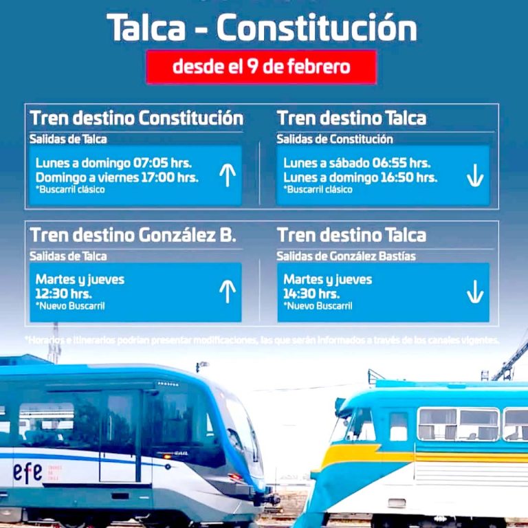 Desde ayer hay nuevos horarios para viajar en el Ramal Talca – Constitución